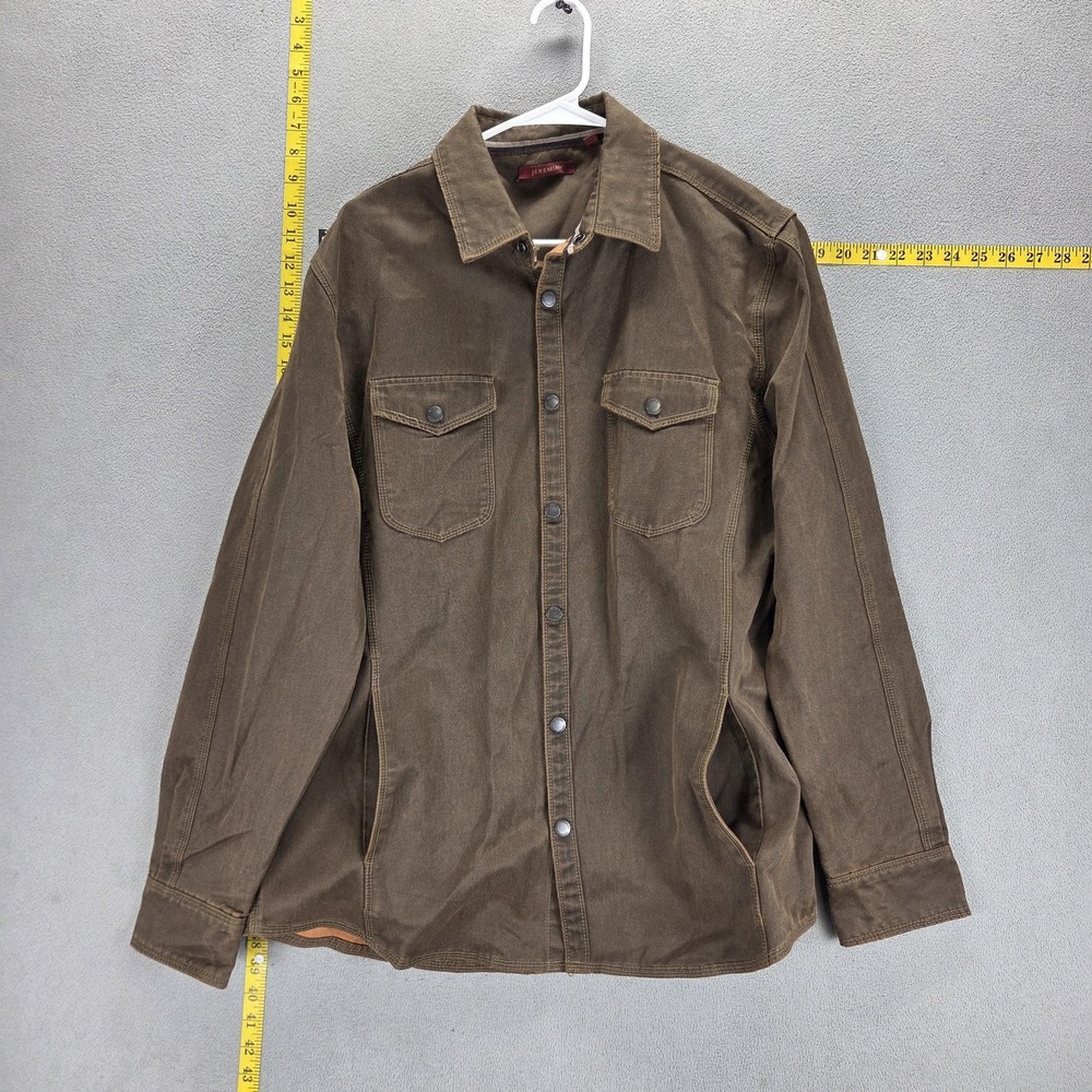 Jeremiah Jacket Mens Large Brown Sueded Shirt Full Snap Western Flap Pockets